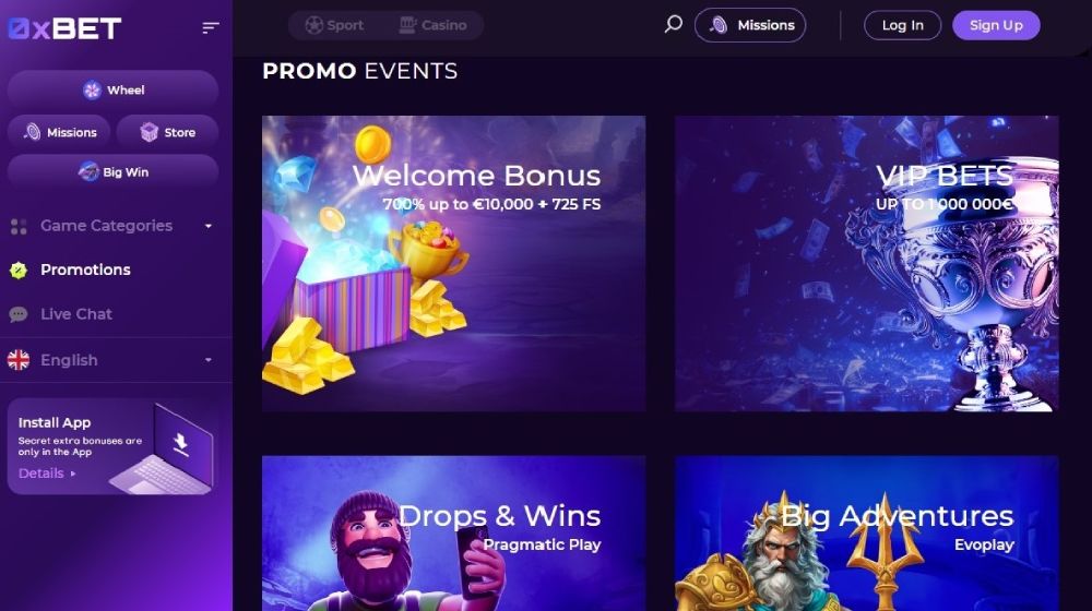 0xBet casino bonussen