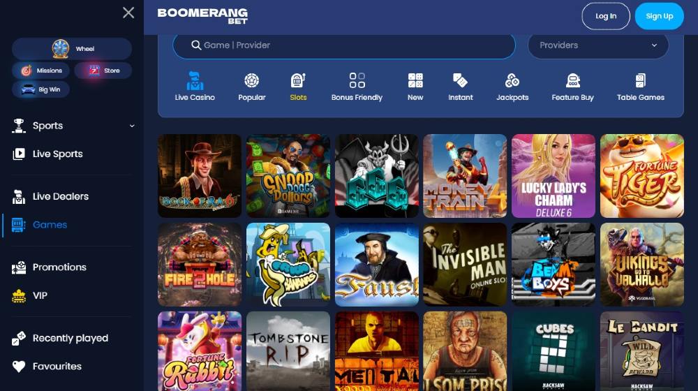 Boomerang casino slot spellen