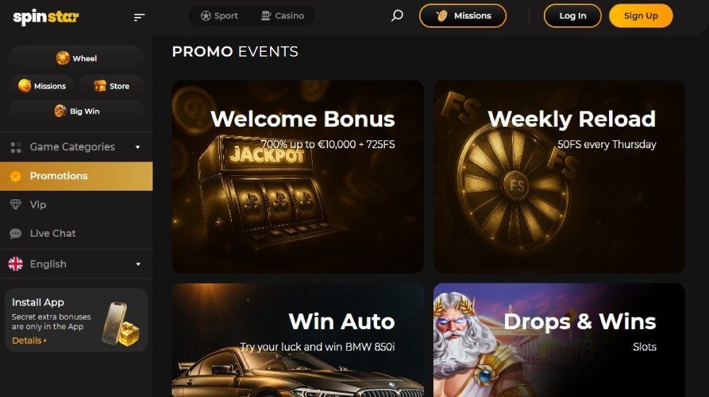 Spinstar bonussen en promoties